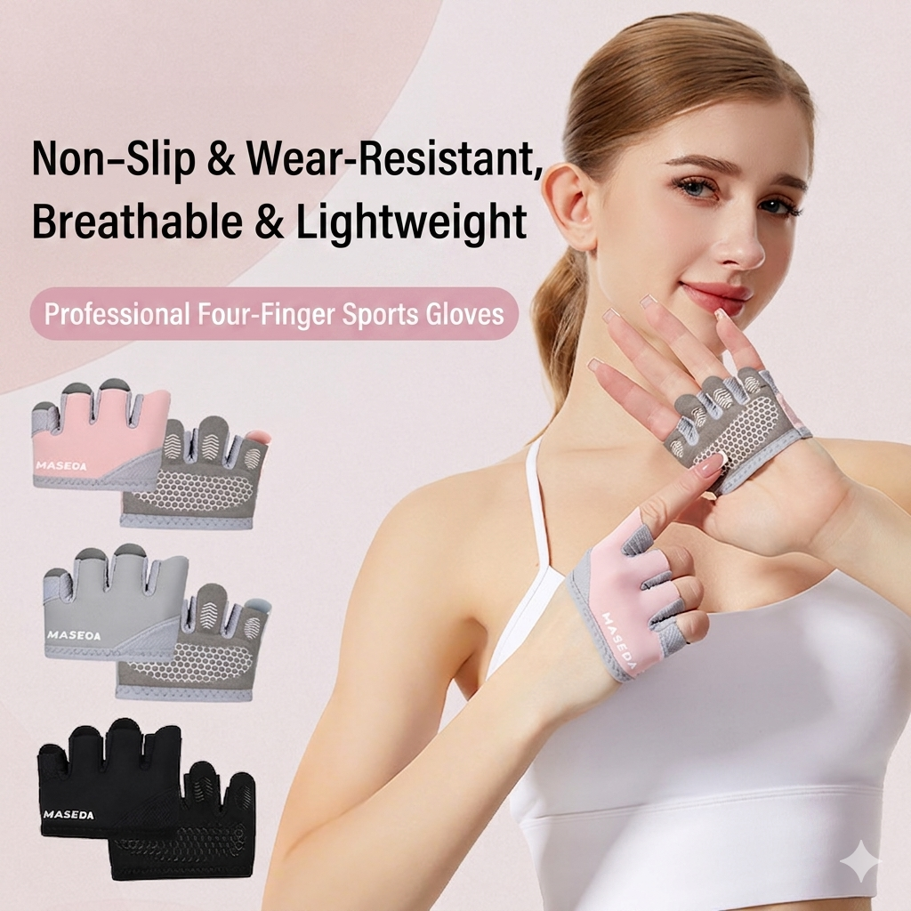 Non‑Slip Breathable Four‑Finger Fitness Gloves – Unisex